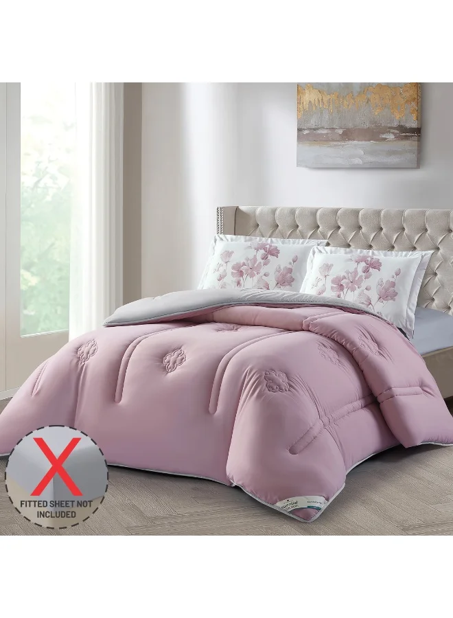 دوناتيلا طقم لحاف مطبوع 3 قطع مقاس كينج طقم لحاف سرير مزدوج قابل للانعكاس مزين طوال الموسم يناسب (200 * 200 سم) مع حفظ بديل ناعم للغاية ، كريم